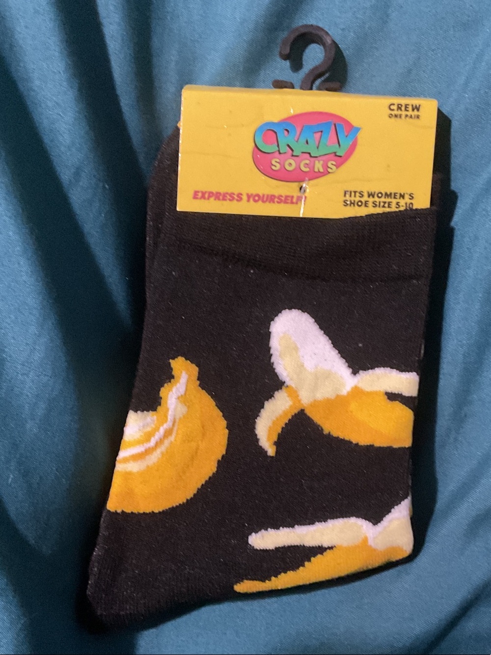 Crazy Socks - Yellow Banana Motif Go Bananas! Women shoe 5 - 10